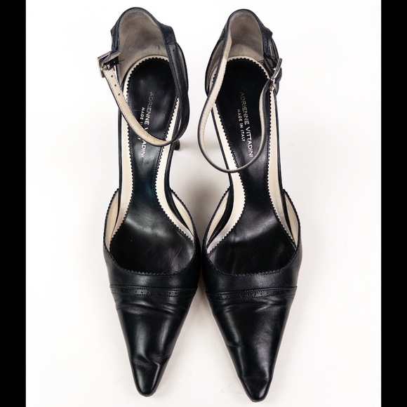 Adrienne Vittadini D'Orsay Leather Cap Toe Pumps Heels - Picture 3 of 7